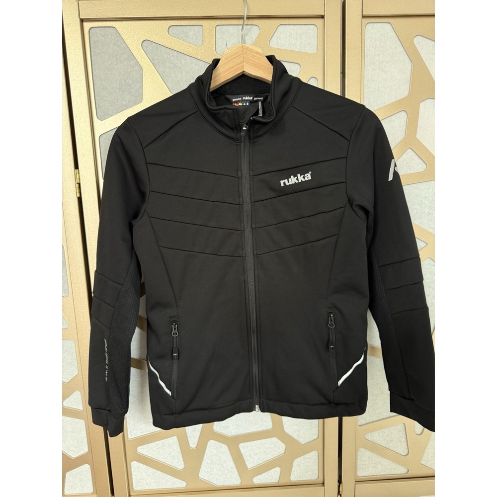 Rukka Kids Black Full Zip Hooded Moto Style Jacket size 140cm US 9 10 Large